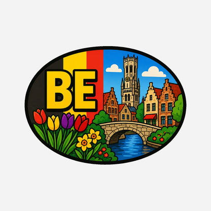BE Landcode Sticker België – Brugge – hoofdafbeelding van de sticker