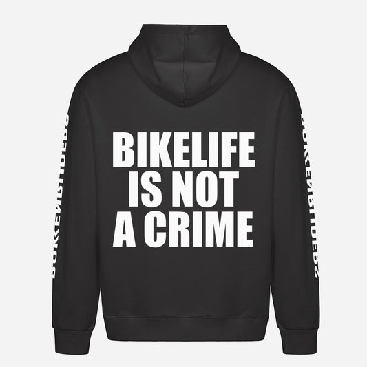 Bikelife Is Not A Crime Hoodie – achterkant met grote rugprint