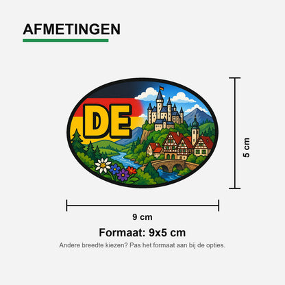 DE Landcode Sticker Duitsland – Neuschwanstein – materiaal en matte afwerking