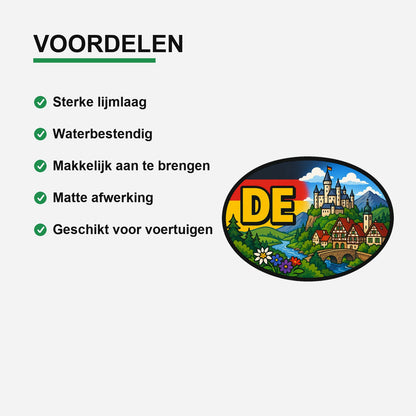 DE Landcode Sticker Duitsland – Neuschwanstein – gebruiksvoorbeeld