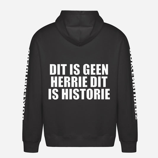 Dit Is Geen Herrie Dit Is Historie Hoodie – achterkant met grote rugprint