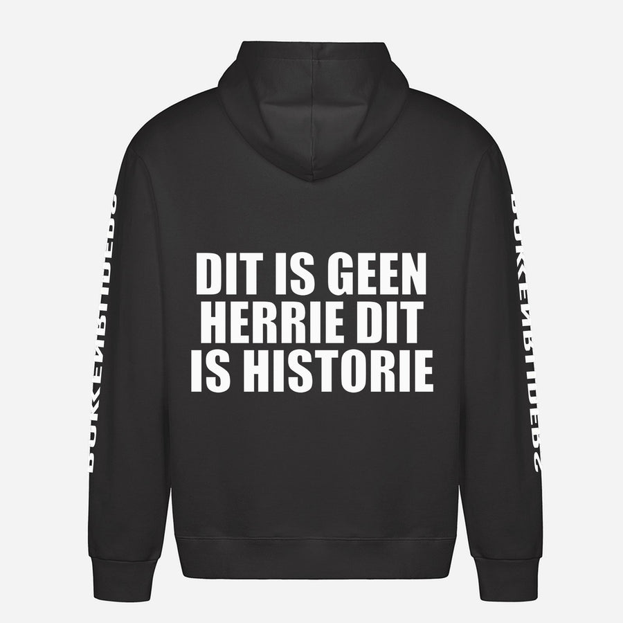 Dit Is Geen Herrie Dit Is Historie Hoodie – achterkant met grote rugprint
