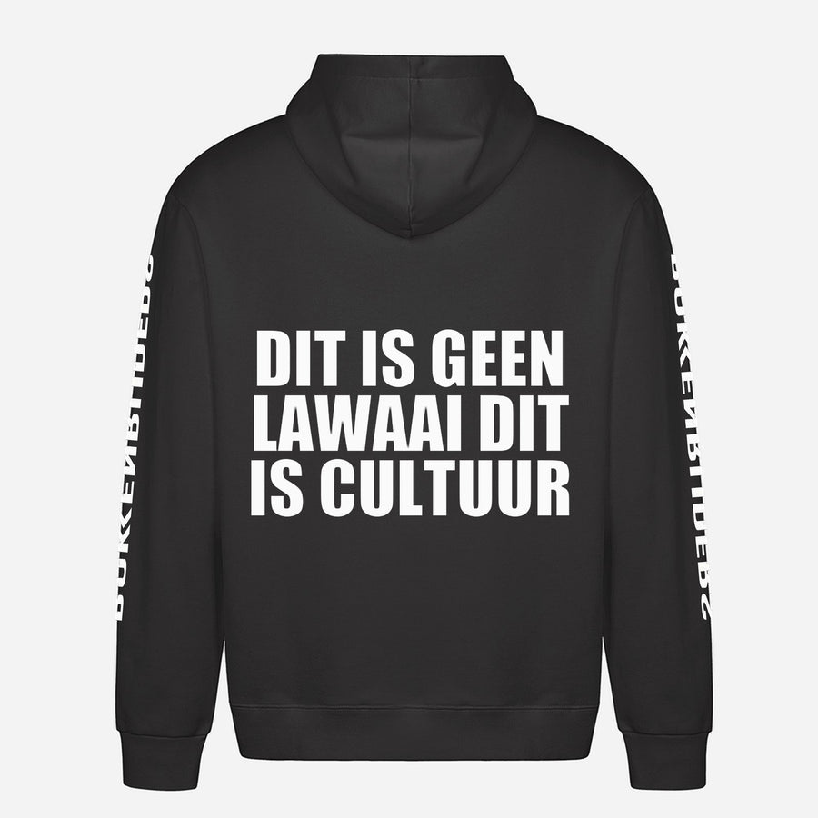 Dit Is Geen Lawaai Dit Is Cultuur Hoodie – achterkant met grote rugprint