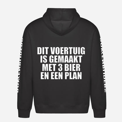 Dit Voertuig Is Gemaakt Met 3 Bier En Een Plan Hoodie – achterkant met grote rugprint