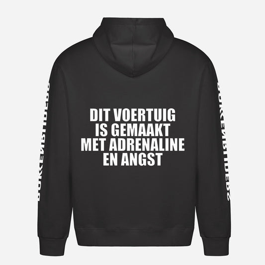 Dit Voertuig Is Gemaakt Met Adrenaline En Angst Hoodie – achterkant met grote rugprint