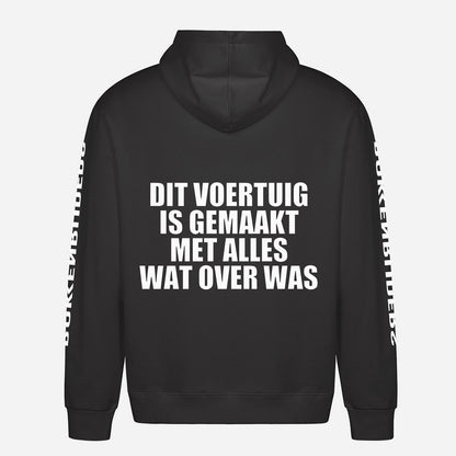 Dit Voertuig Is Gemaakt Met Alles Wat Over Was Hoodie – achterkant met grote rugprint