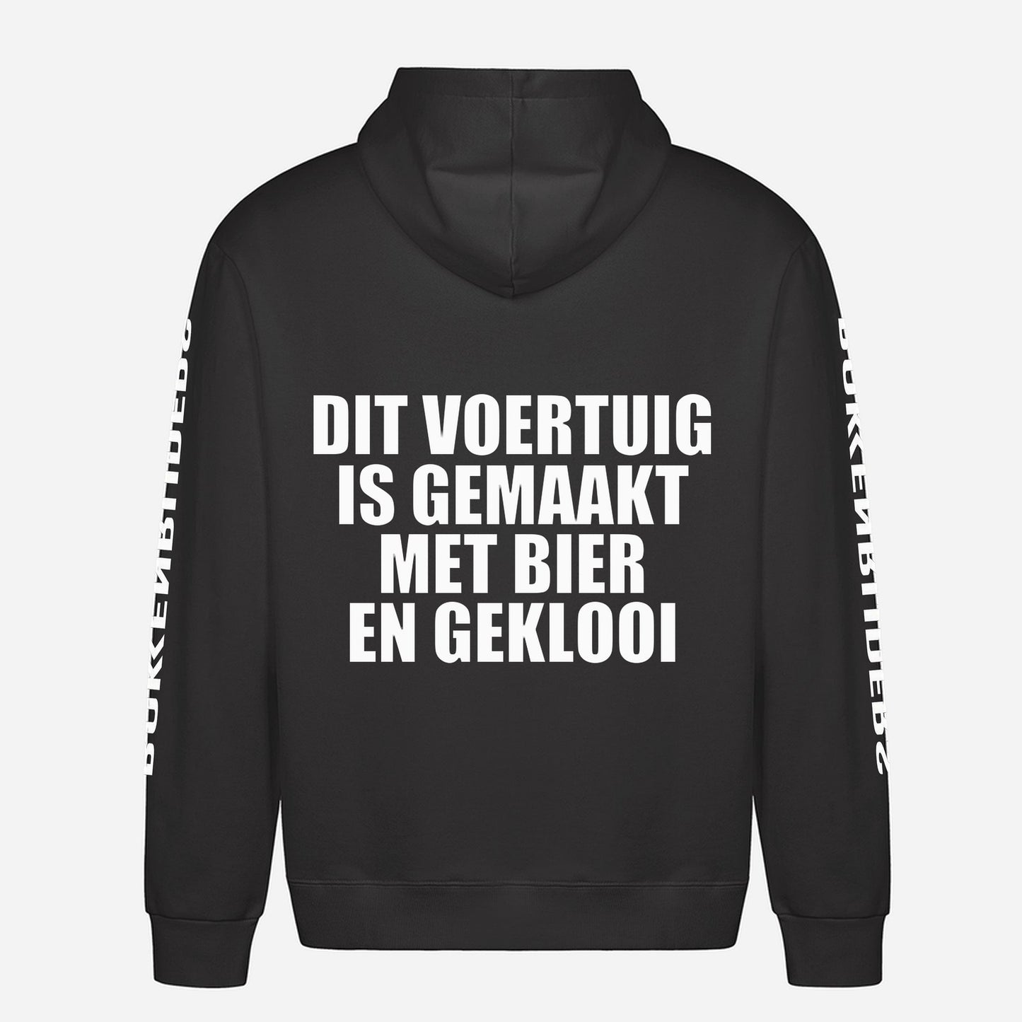 Dit Voertuig Is Gemaakt Met Bier En Geklooi Hoodie – achterkant met grote rugprint