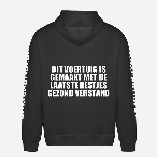 Dit Voertuig Is Gemaakt Met De Laatste Restjes Gezond Verstand Hoodie – achterkant met grote rugprint