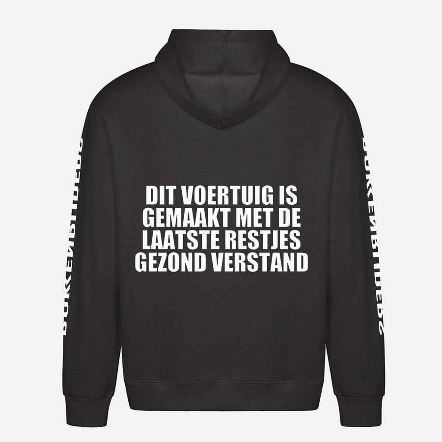 Dit Voertuig Is Gemaakt Met De Laatste Restjes Gezond Verstand Hoodie – achterkant met grote rugprint
