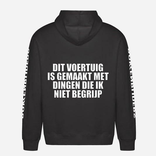 Dit Voertuig Is Gemaakt Met Dingen Die Ik Niet Begrijp Hoodie – achterkant met grote rugprint