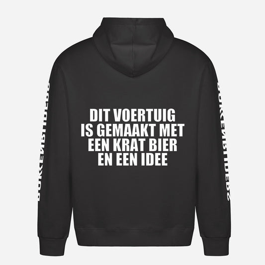Dit Voertuig Is Gemaakt Met Een Krat Bier En Een Idee Hoodie – achterkant met grote rugprint