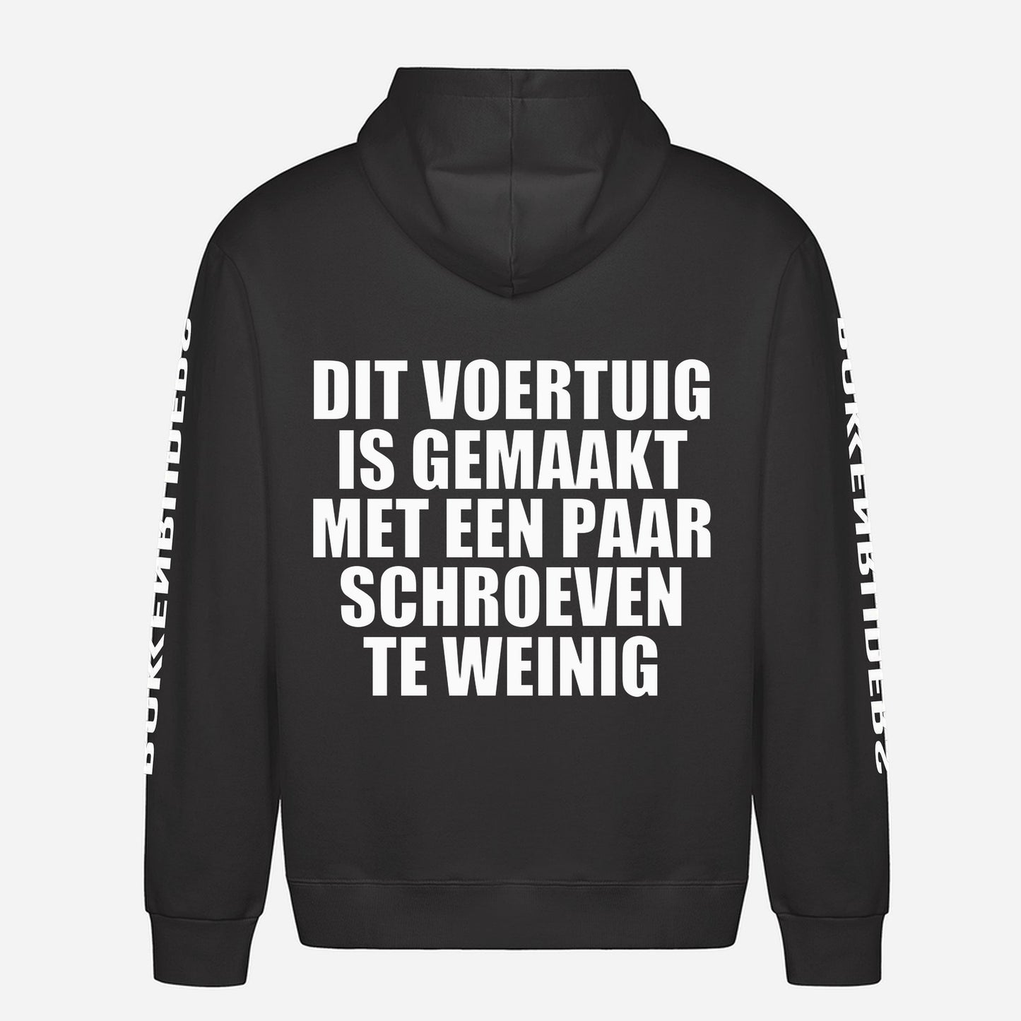 Dit Voertuig Is Gemaakt Met Een Paar Schroeven Te Weinig Hoodie – achterkant met grote rugprint