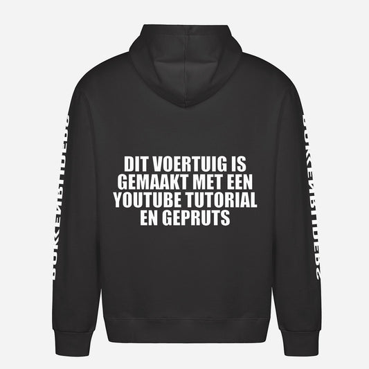 Dit Voertuig Is Gemaakt Met Een YouTube Tutorial En Gepruts Hoodie – achterkant met grote rugprint