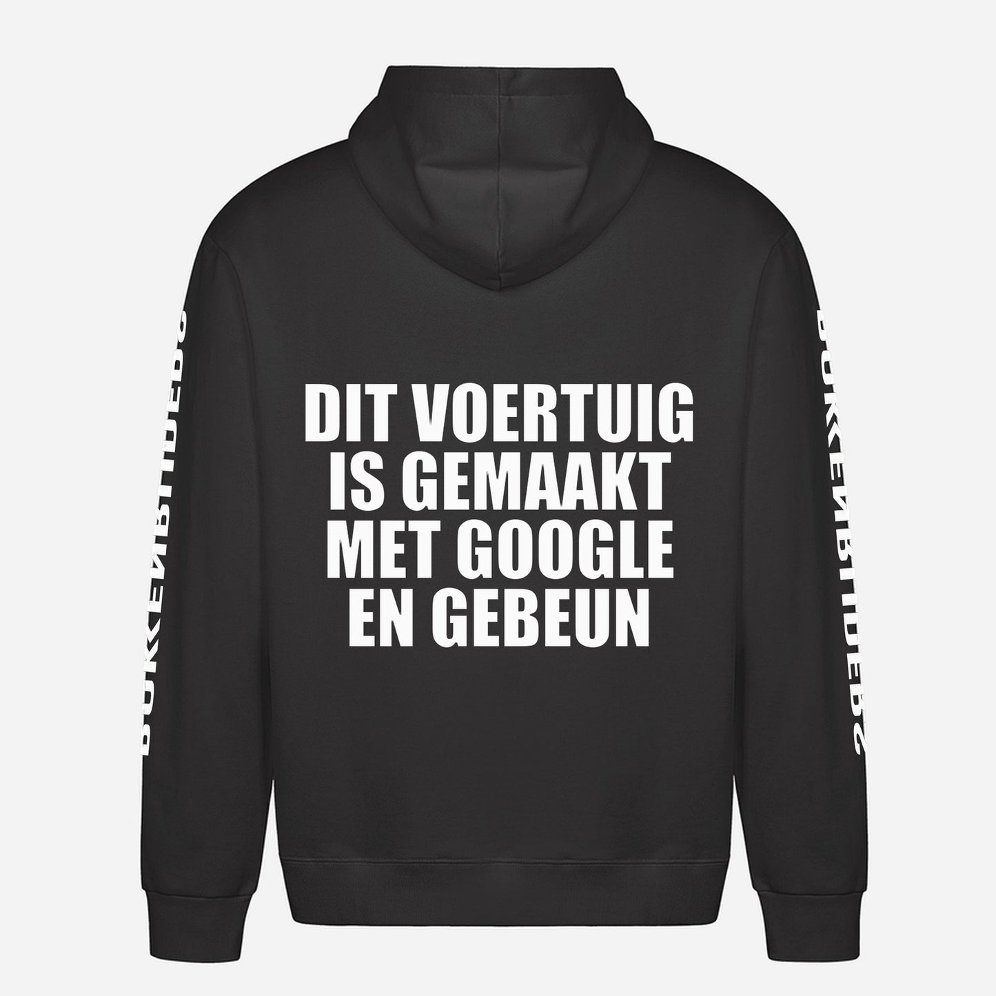 Dit Voertuig Is Gemaakt Met Google En Gebeun Hoodie – achterkant met grote rugprint