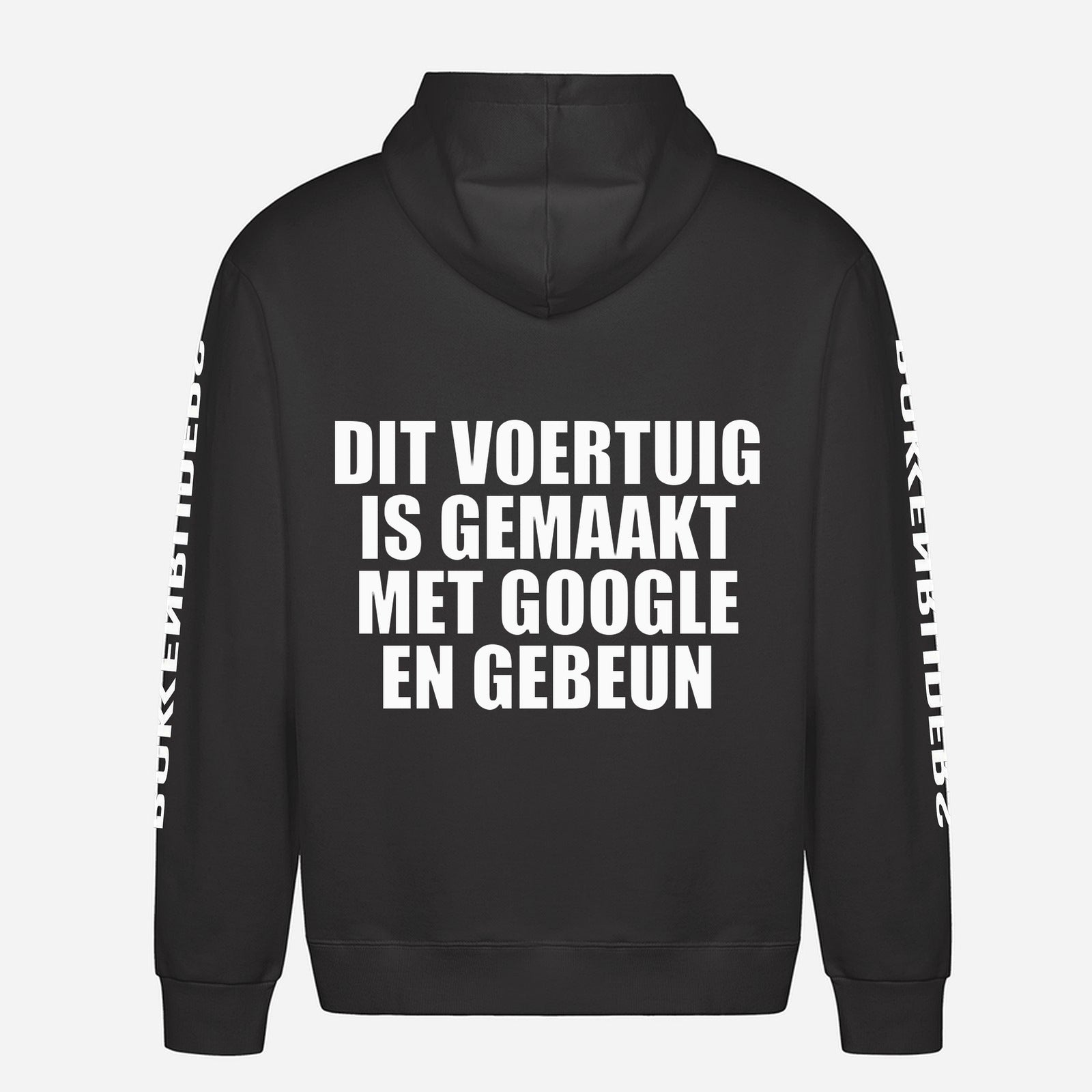 Dit Voertuig Is Gemaakt Met Google En Gebeun Hoodie – achterkant met grote rugprint