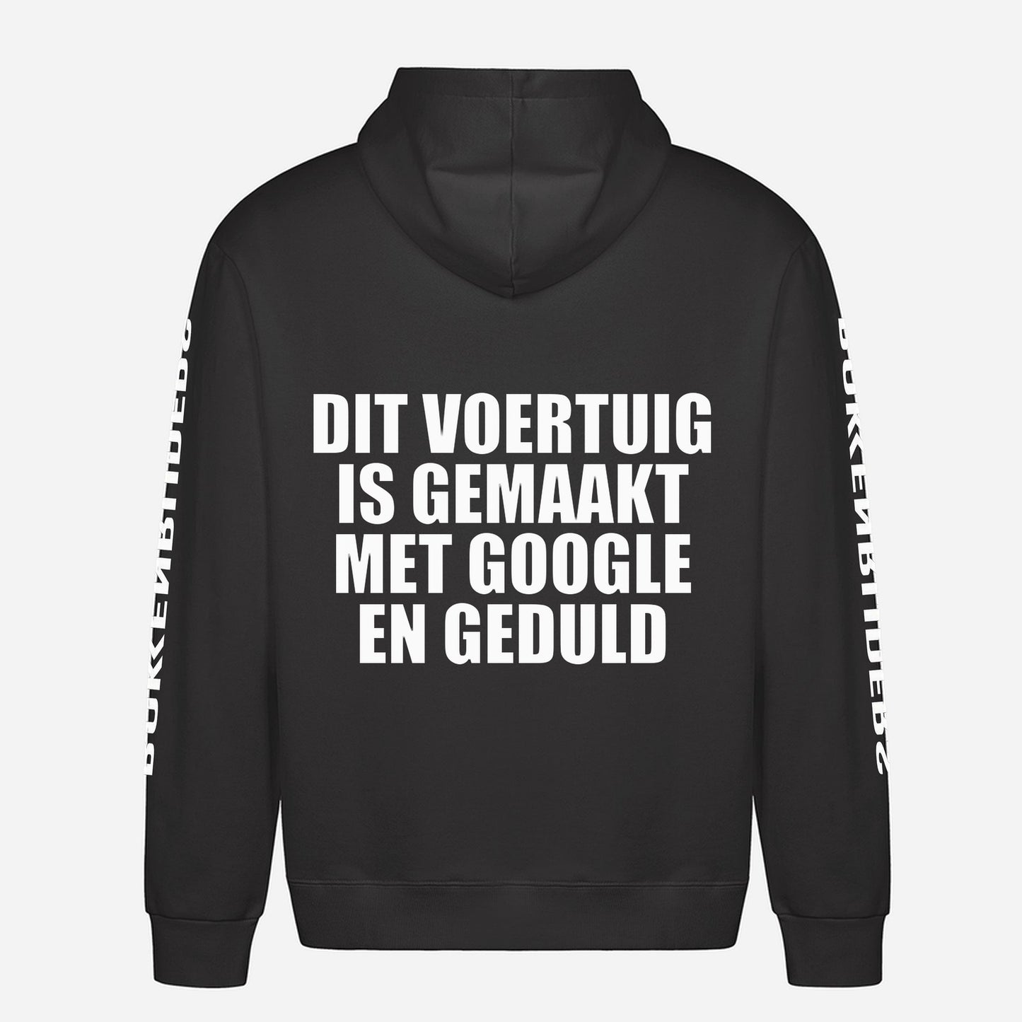 Dit Voertuig Is Gemaakt Met Google En Geduld Hoodie – achterkant met grote rugprint