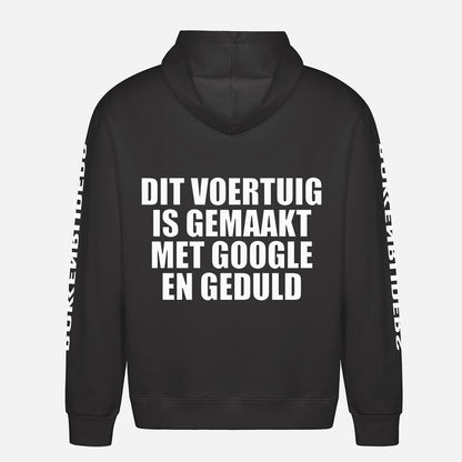 Dit Voertuig Is Gemaakt Met Google En Geduld Hoodie – achterkant met grote rugprint