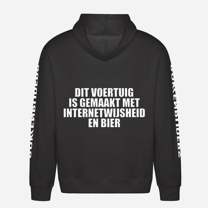 Dit Voertuig Is Gemaakt Met Internetwijsheid En Bier Hoodie – achterkant met grote rugprint
