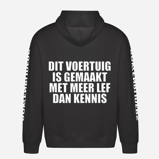 Dit Voertuig Is Gemaakt Met Meer Lef Dan Kennis Hoodie – achterkant met grote rugprint