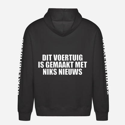 Dit Voertuig Is Gemaakt Met Niks Nieuws Hoodie – achterkant met grote rugprint