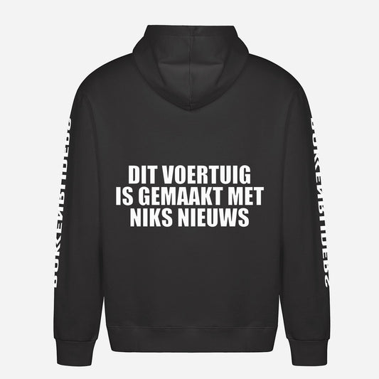 Dit Voertuig Is Gemaakt Met Niks Nieuws Hoodie – achterkant met grote rugprint