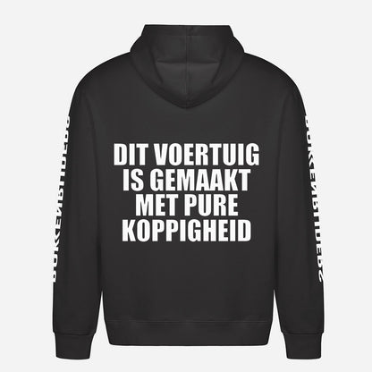 Dit Voertuig Is Gemaakt Met Pure Koppigheid Hoodie – achterkant met grote rugprint