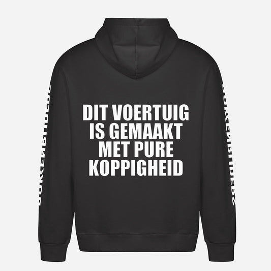 Dit Voertuig Is Gemaakt Met Pure Koppigheid Hoodie – achterkant met grote rugprint