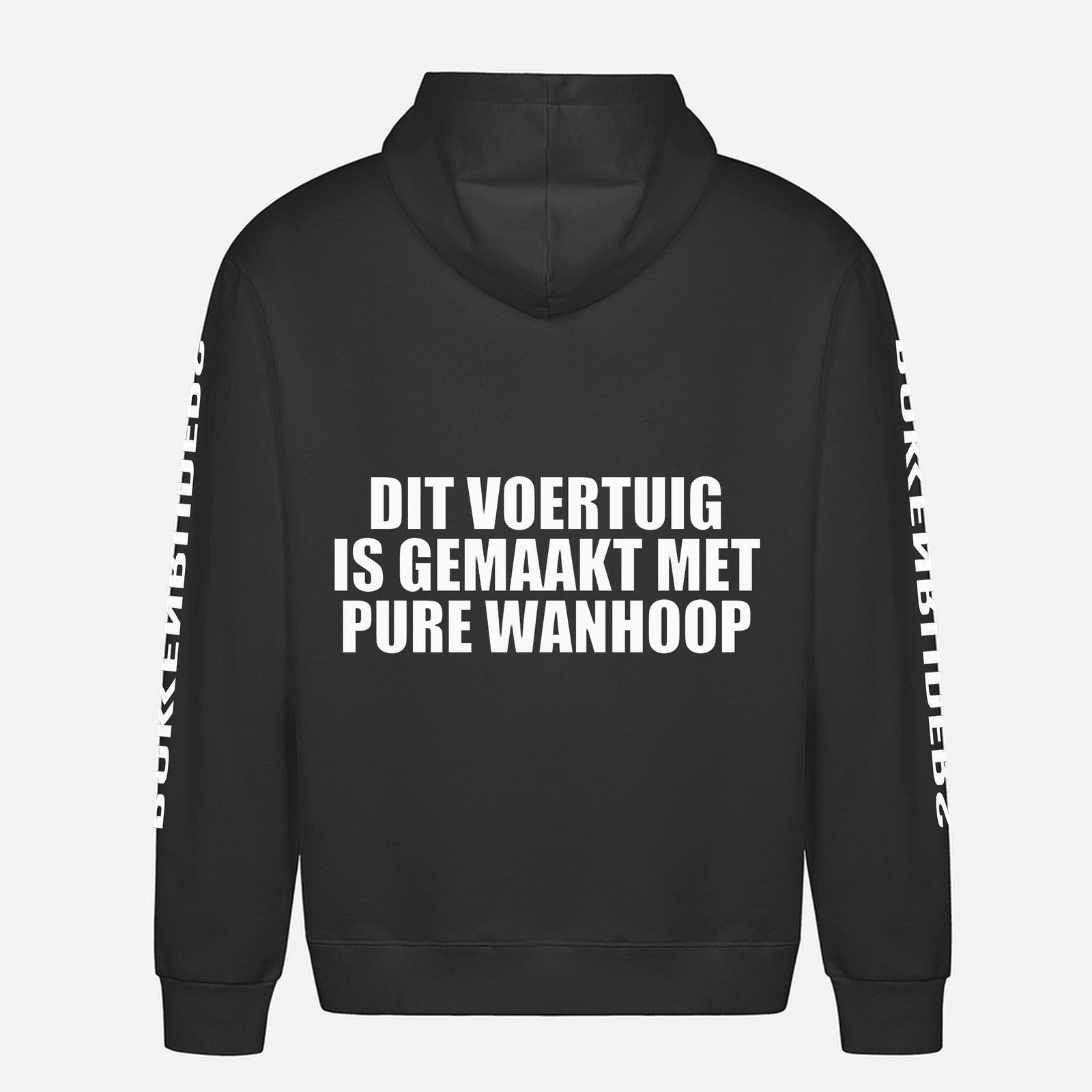 Dit Voertuig Is Gemaakt Met Pure Wanhoop Hoodie – achterkant met grote rugprint