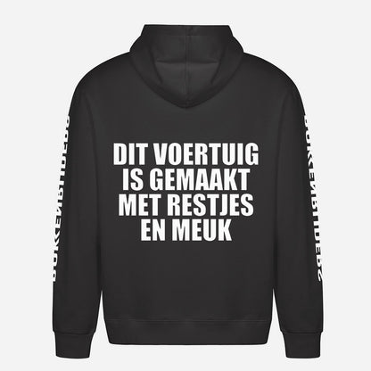 Dit Voertuig Is Gemaakt Met Restjes En Meuk Hoodie – achterkant met grote rugprint
