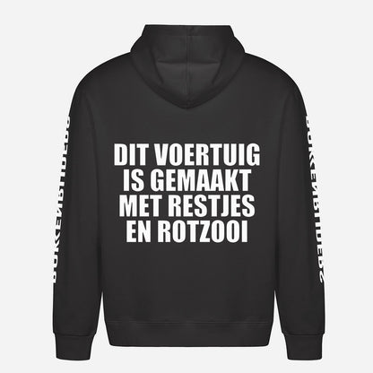 Dit Voertuig Is Gemaakt Met Restjes En Rotzooi Hoodie – achterkant met grote rugprint