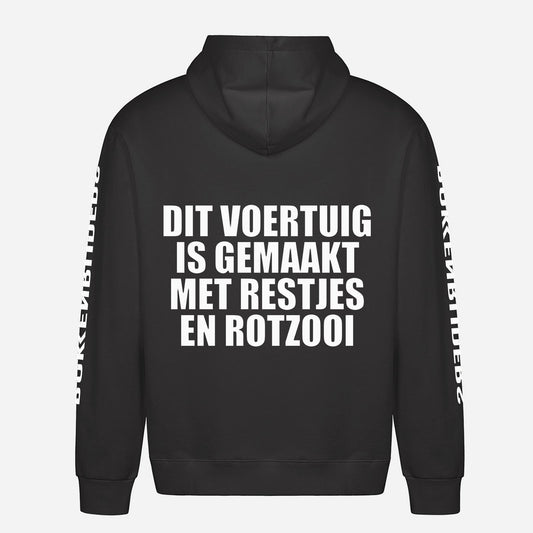 Dit Voertuig Is Gemaakt Met Restjes En Rotzooi Hoodie – achterkant met grote rugprint