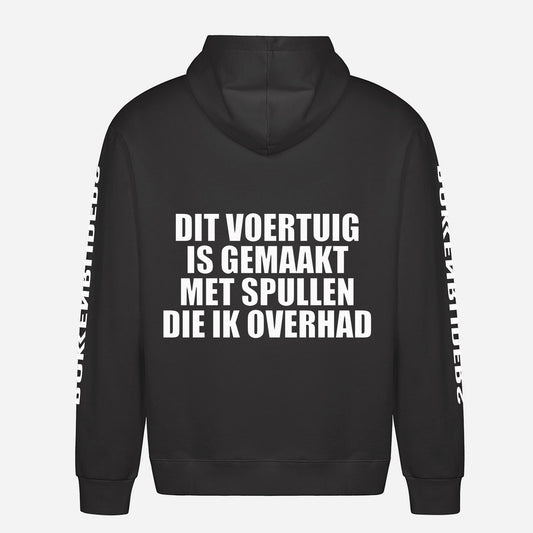 Dit Voertuig Is Gemaakt Met Spullen Die Ik Overhad Hoodie – achterkant met grote rugprint
