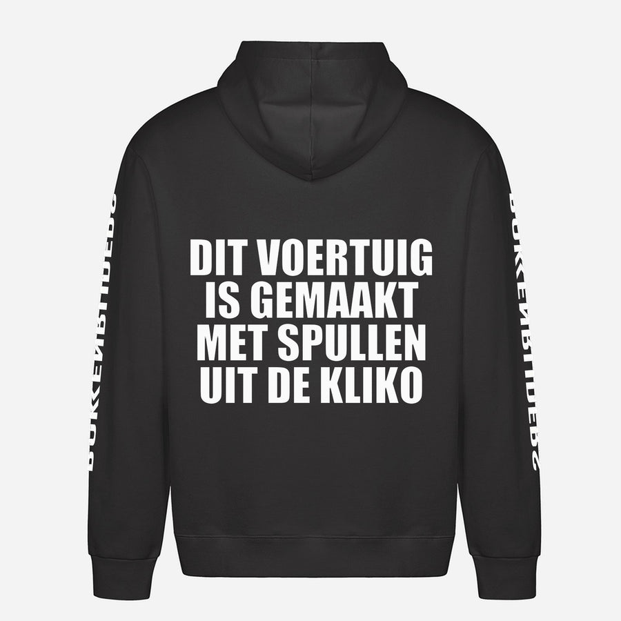Dit Voertuig Is Gemaakt Met Spullen Uit De Kliko Hoodie – achterkant met grote rugprint