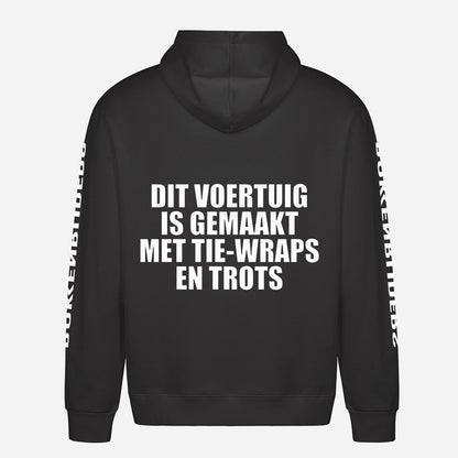 Dit Voertuig Is Gemaakt Met Tie Wraps En Trots Hoodie – achterkant met grote rugprint