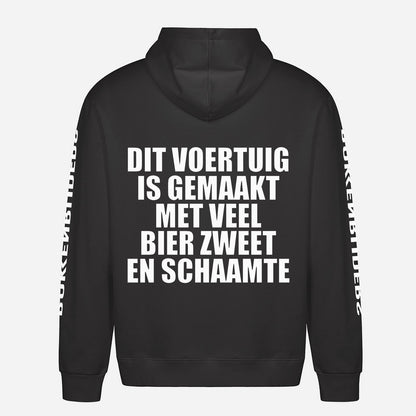 Dit Voertuig Is Gemaakt Met Veel Bier Zweet En Schaamte Hoodie – achterkant met grote rugprint