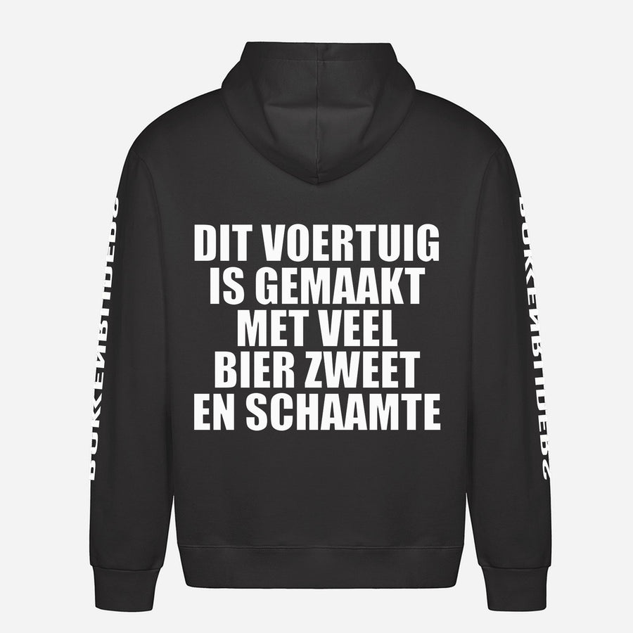 Dit Voertuig Is Gemaakt Met Veel Bier Zweet En Schaamte Hoodie – achterkant met grote rugprint