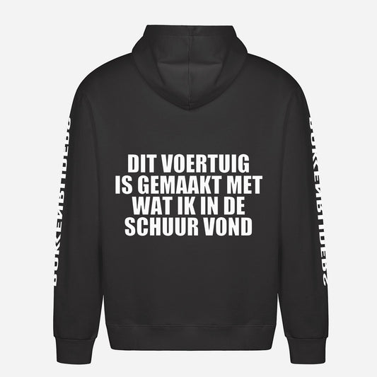 Dit Voertuig Is Gemaakt Met Wat Ik In De Schuur Vond Hoodie – achterkant met grote rugprint