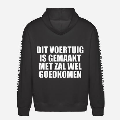 Dit Voertuig Is Gemaakt Met Zal Wel Goedkomen Hoodie – achterkant met grote rugprint