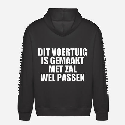 Dit Voertuig Is Gemaakt Met Zal Wel Passen Hoodie – achterkant met grote rugprint