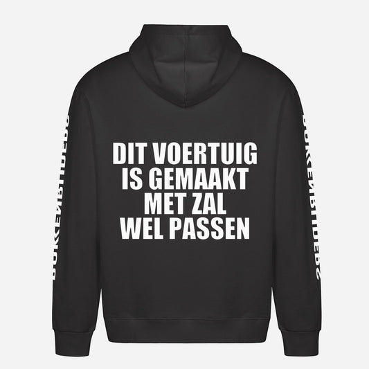 Dit Voertuig Is Gemaakt Met Zal Wel Passen Hoodie – achterkant met grote rugprint
