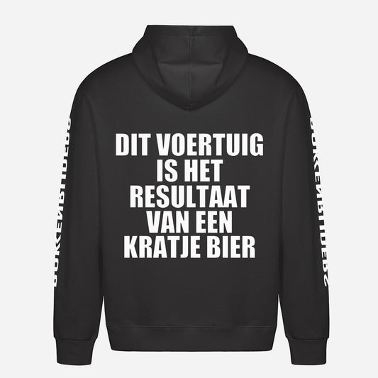 Dit Voertuig Is Het Resultaat Van Een Kratje Bier Hoodie – achterkant met grote rugprint