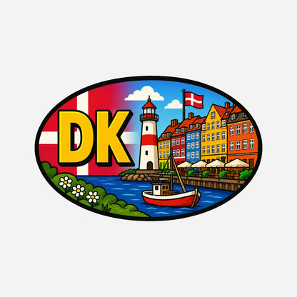 DK Landcode Sticker Denemarken – Nyhavn – hoofdafbeelding van de sticker