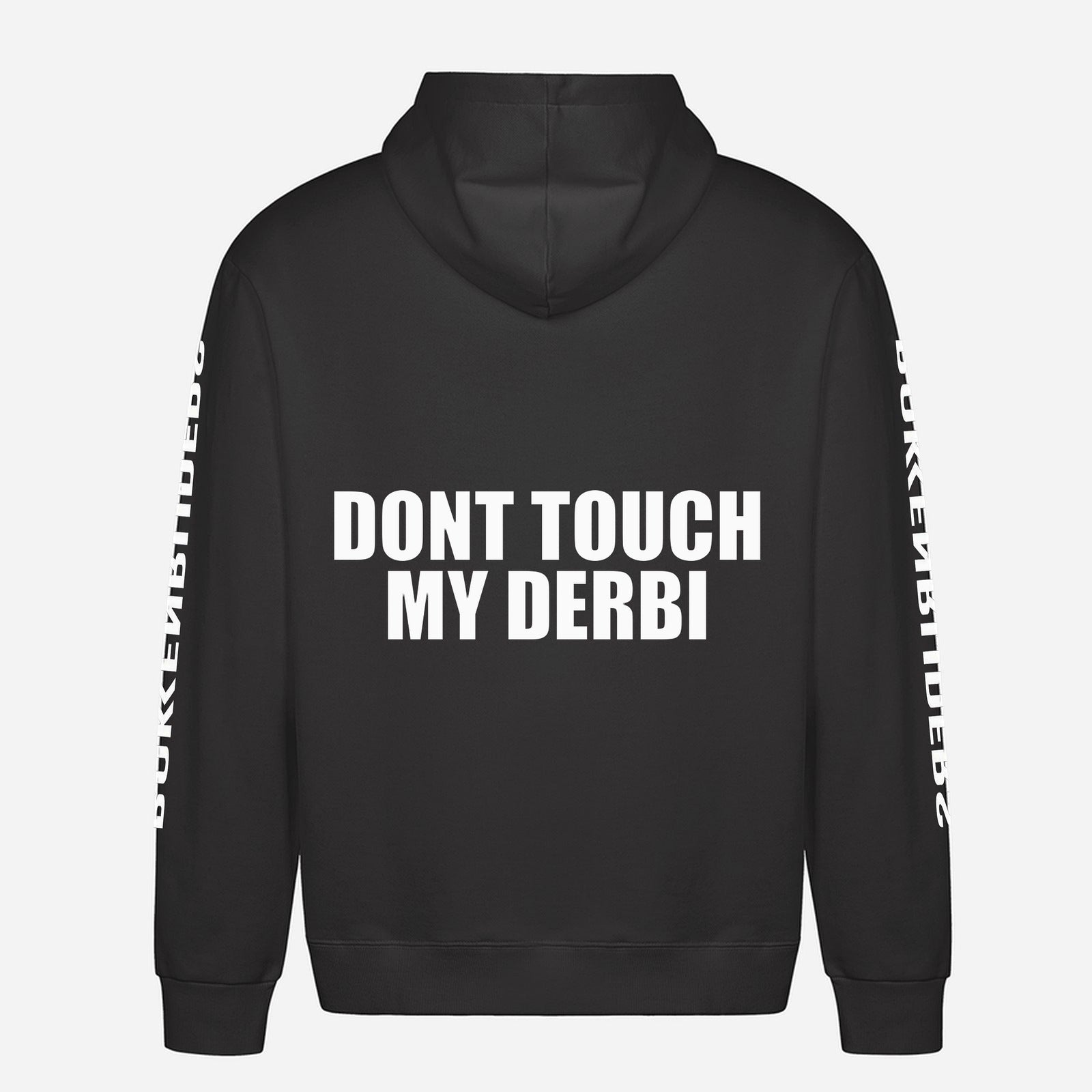 Don't Touch My Derbi Hoodie – achterkant met grote rugprint