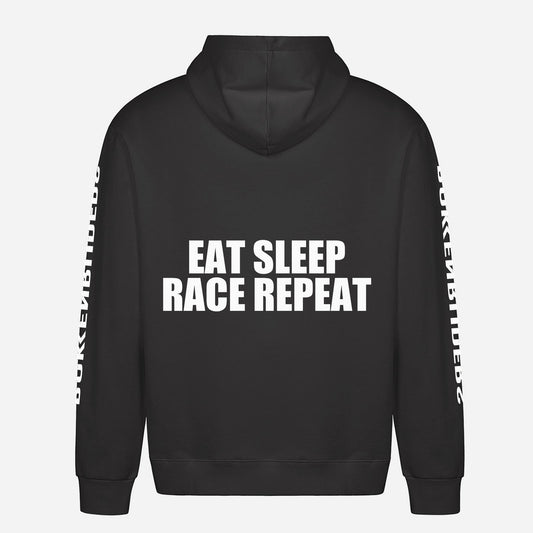 Eat Sleep Race Repeat Hoodie – achterkant met grote rugprint