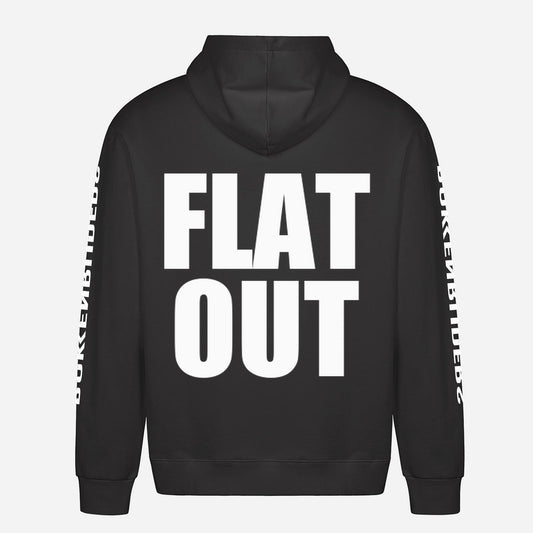 Flat Out Hoodie – achterkant met grote rugprint