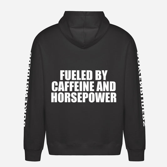 Fueled By Caffeine And Horsepower Hoodie – achterkant met grote rugprint
