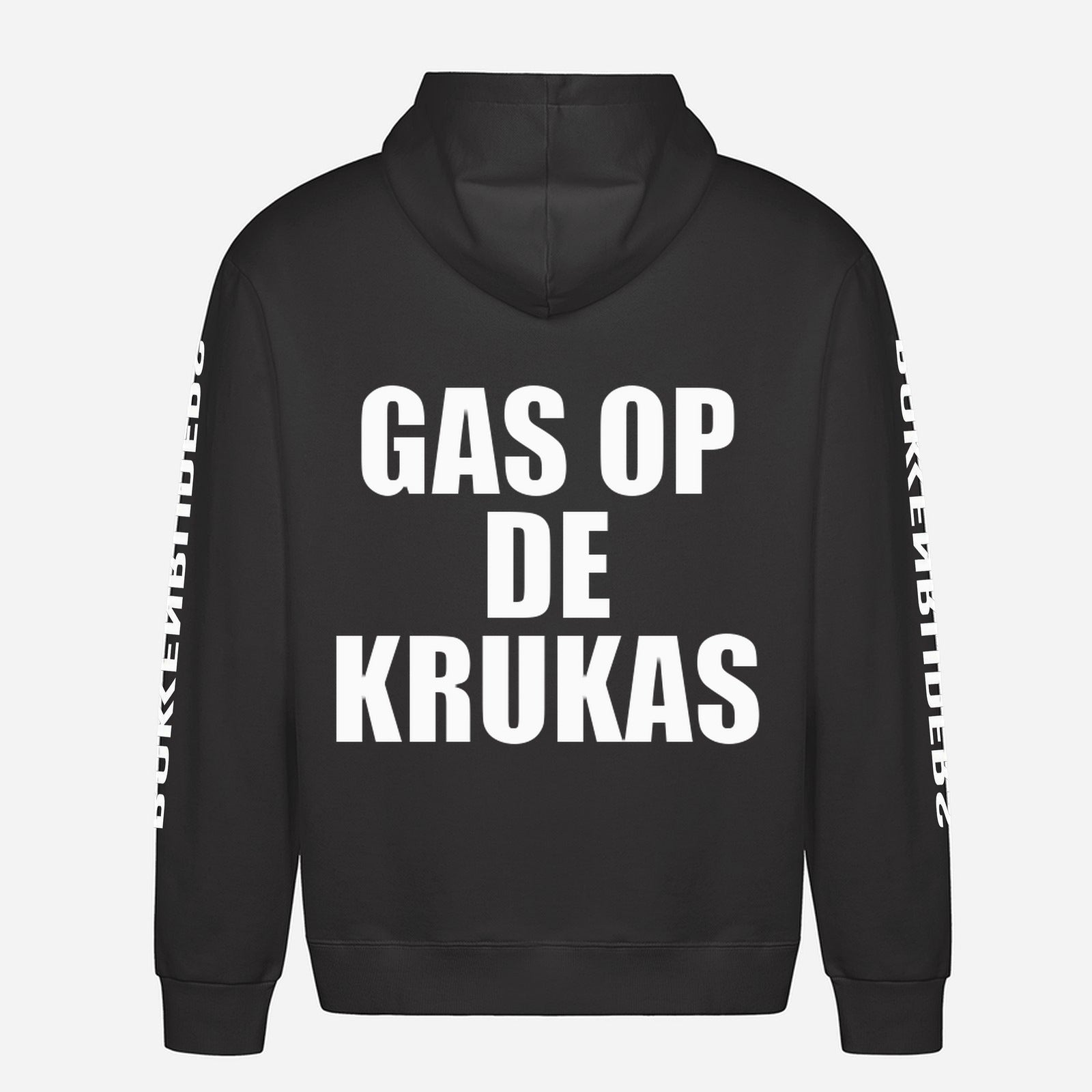 Gas Op De Krukas Hoodie – achterkant met grote rugprint