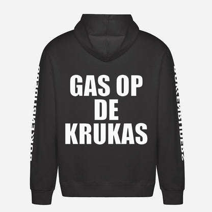 Gas Op De Krukas Hoodie – achterkant met grote rugprint