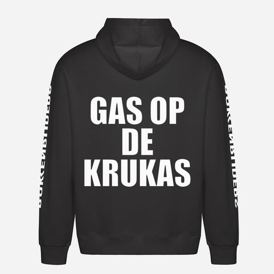 Gas Op De Krukas Hoodie – achterkant met grote rugprint