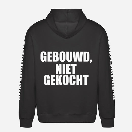 Gebouwd, Niet Gekocht Hoodie – achterkant met grote rugprint